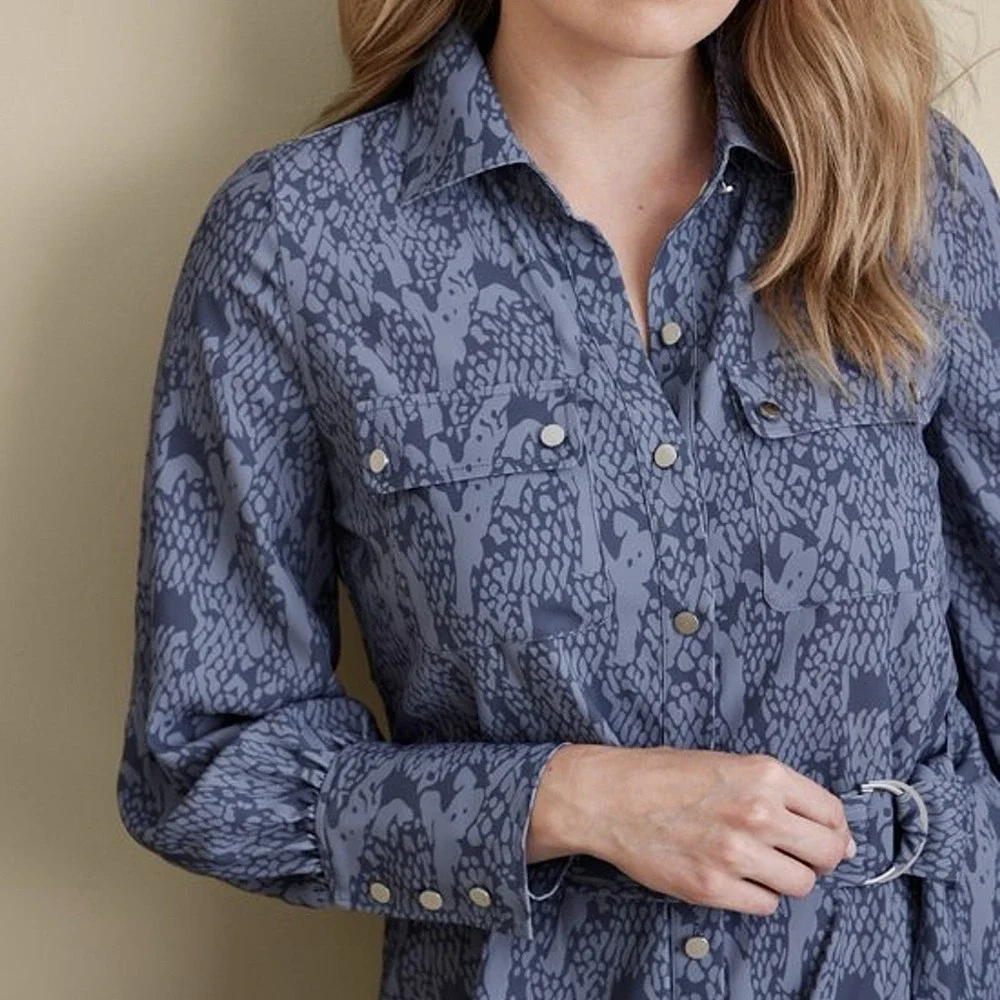 NWT Soft Surroundings‎ Irina Shirt Dress Size XL Midi Belted Long Sleeve Drapey - Picture 5 of 16